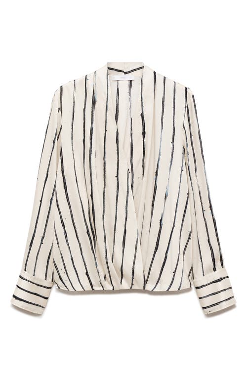 Shop Mango Stripe Faux Wrap Top In White