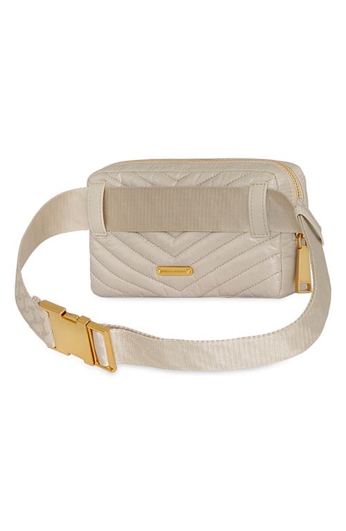 Shop Rebecca Minkoff Edie Quilted Nylon Belt Bag In Stone