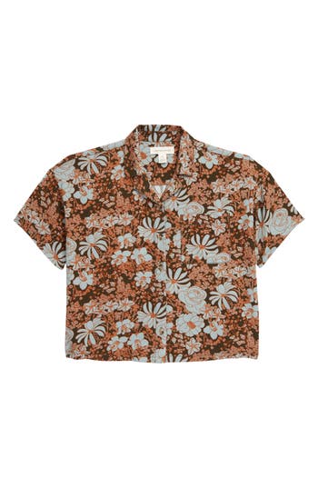 Shop Treasure & Bond Kids' Floral Camp Shirt In Olive Sarma Garden Floral