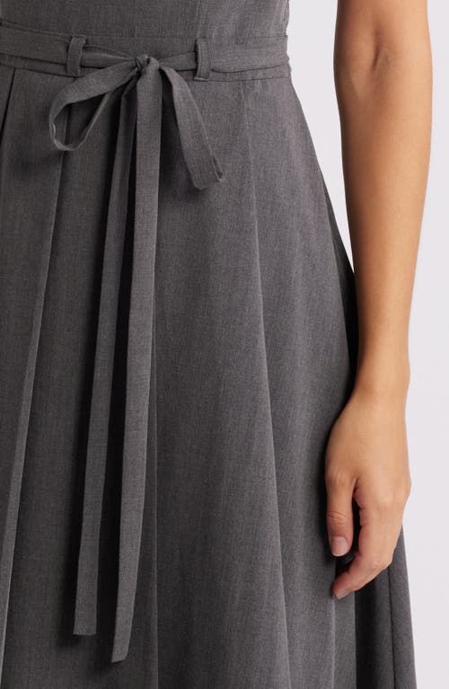 Shop Du Paradis Chlo Pleated Tie Waist Sleeveless Midi Dress In Mink Grey