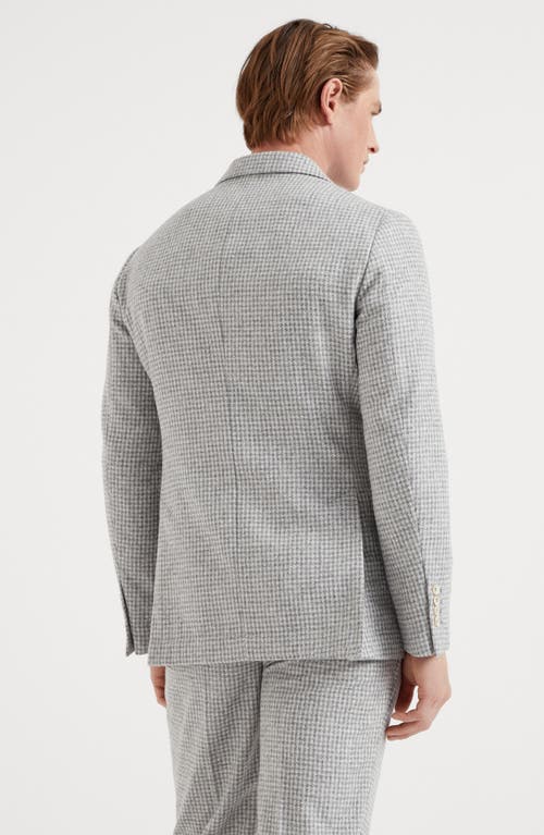 Shop Brunello Cucinelli Alpaca, Wool And Cotton Houndstooth Deconstructed Cavallo Blazer In Pearl Grey