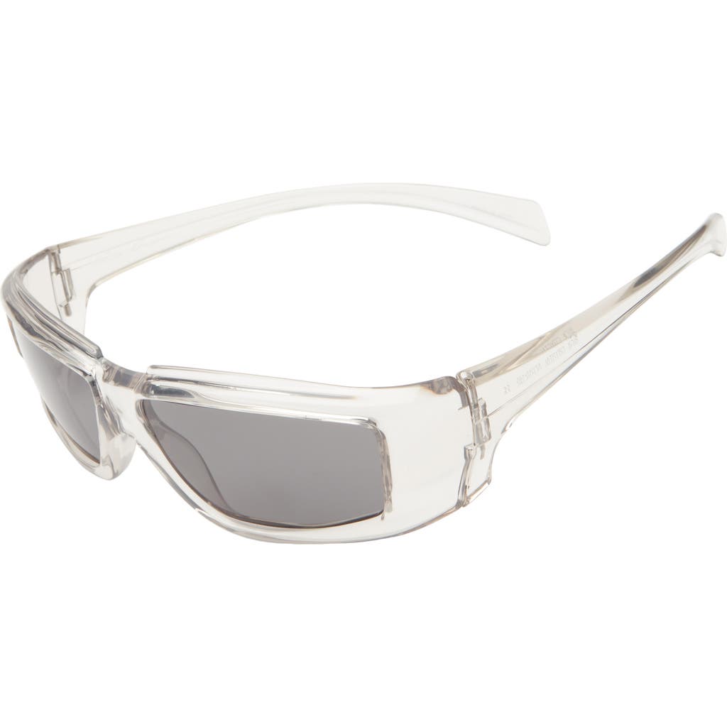 Rick Owens Rectangular Sunglasses In Trasp.temple/blk Lens