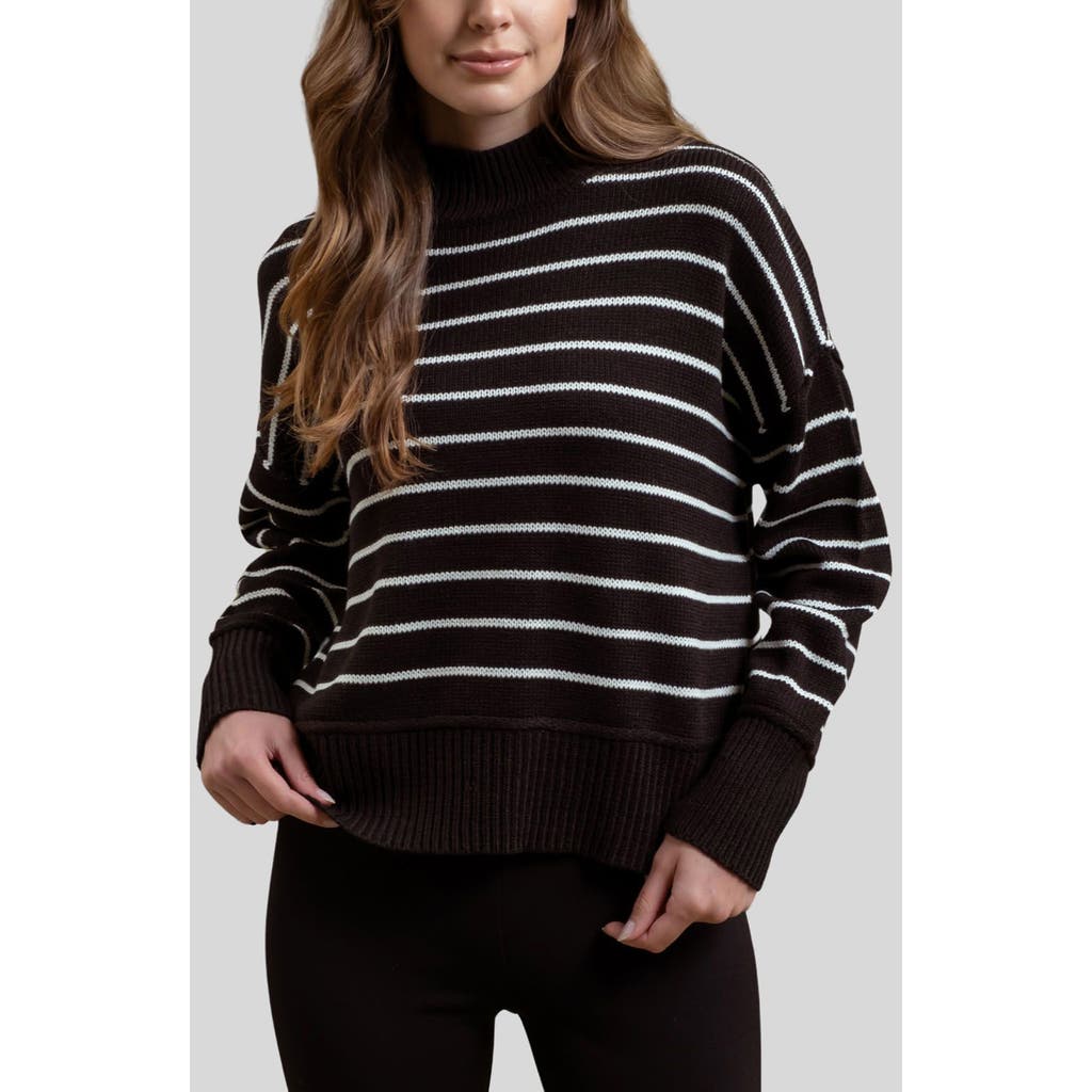 Blu Pepper Stripe Mock Neck Sweater In Black