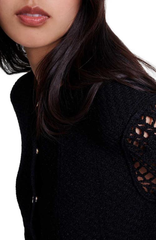 Shop Maje Crochet Cardigan In Black