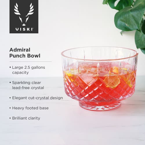 Viski Admiral Crystal 9-piece Punch Bowl & Tumbler Set In Clear