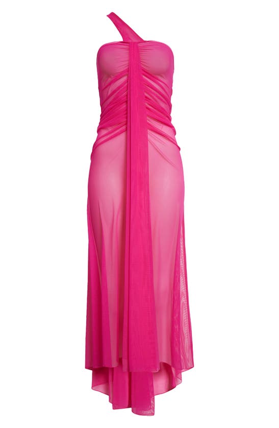 Shop Laquan Smith Ruched Maxi Skirt In Fuchsia