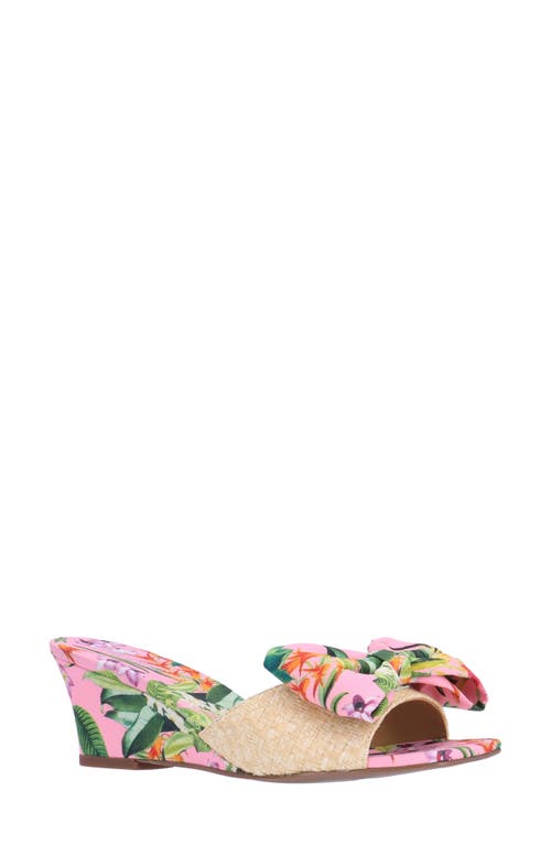 Milena Wedge Sandal in Natural/Pink/Green
