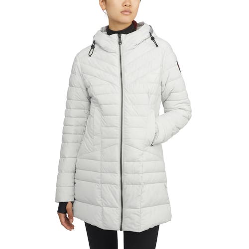 Pajar Cort Light Weight Stretch Fixed Hood Puffer With Reflective Trim In Silver