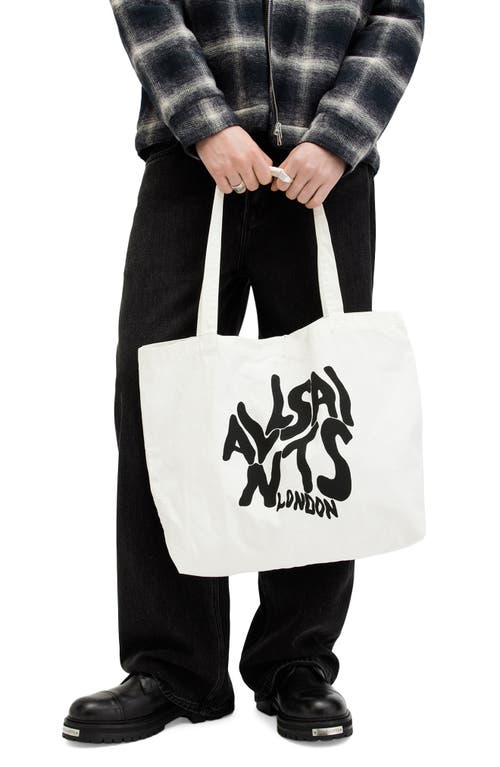 Shop Allsaints Orlando Logo Canvas Tote In Chalk/black