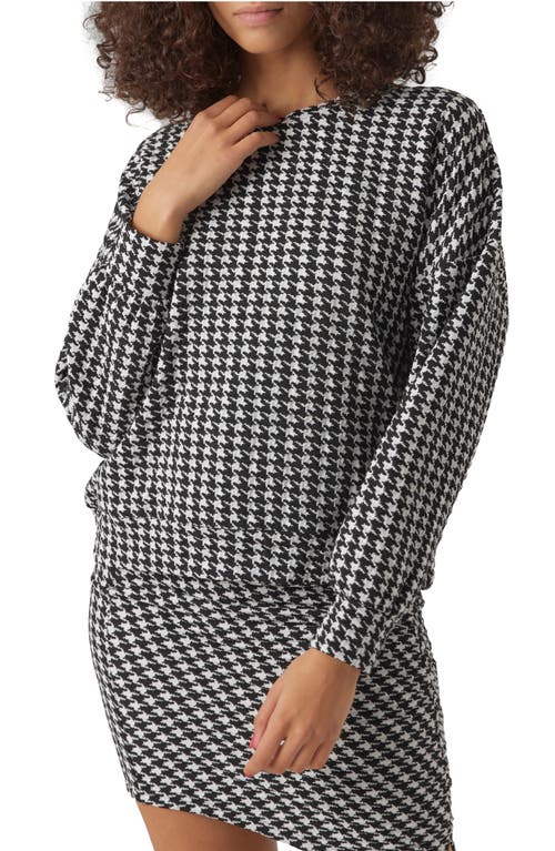 VERO MODA Bena Houndstooth Check Sweatshirt Black Pattern Snow W at Nordstrom,