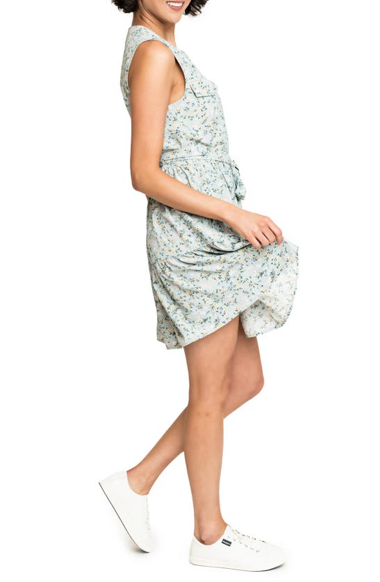 Gibsonlook Women's Wildflower Floral Belted Tiered Dress In Misty Blue Banana