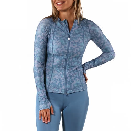 Shop Uv Skinz Long Sleeve Full Zip Rash Guard In Baltic Petals