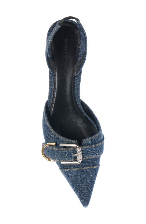 Givenchy Voyou Denim Buckle Slingback Pumps In Dark Blue