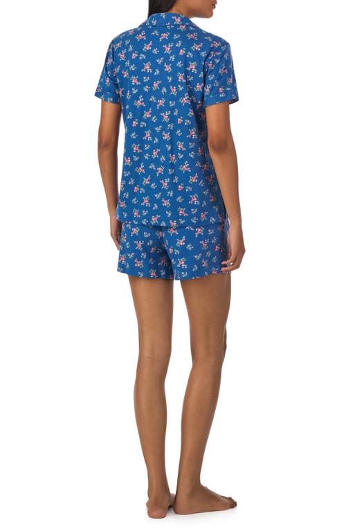 Shop Lauren Ralph Lauren Floral Cotton Blend Short Pajamas In Navy Print