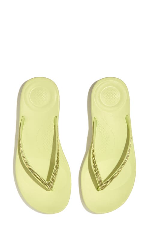 Shop Fitflop Iqushion™ Splash Crystal Flip Flop In Lime