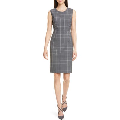 Boss Densina Wool Blend Sheath Dress, Grey