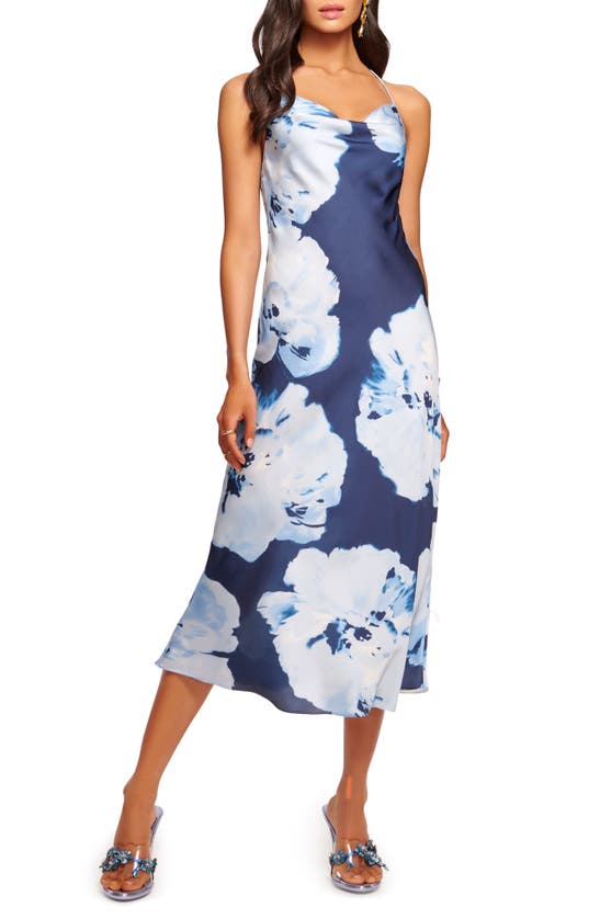 Shop Ramy Brook Avery Floral Slipdress In Spring Navy Watercolor