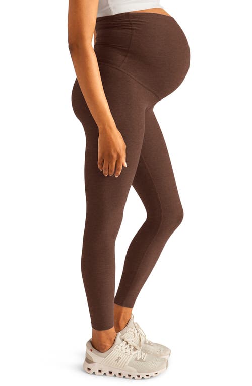 Shop Beyond Yoga Empire Waist Maternity Leggings In Bold Mocha Heather