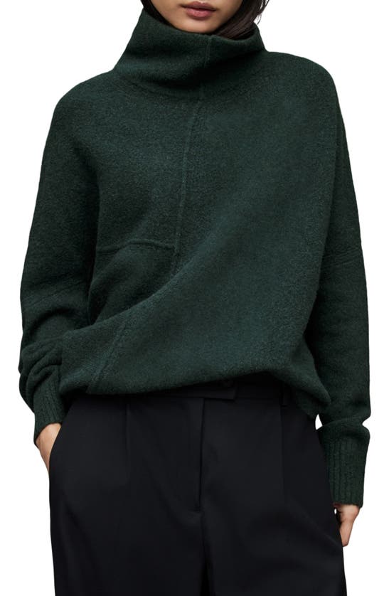 Allsaints Lock Mock Neck Sweater In Fern Green