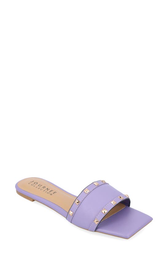 Journee Collection Treena Studded Flat Slide Sandal In Purple