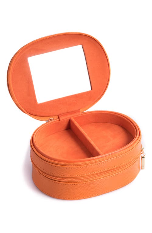 Bey-berk Leather Travel Jewelry Case In Orange