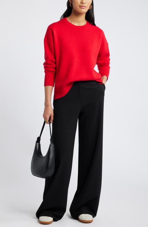 Shop Nordstrom Crewneck Side Slit Wool & Cashmere Sweater In Red Toreador