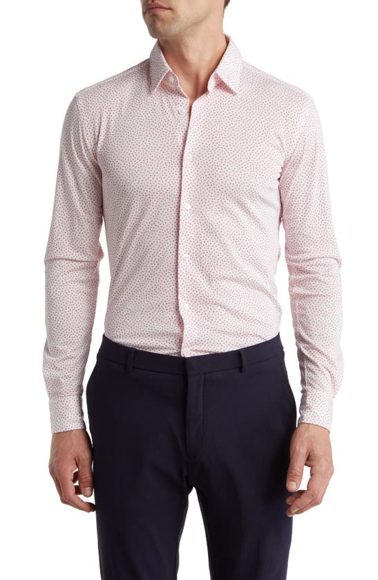 Hugo Boss Roan Slim Fit Geo Stretch Nylon Button-up Shirt In Bright Red
