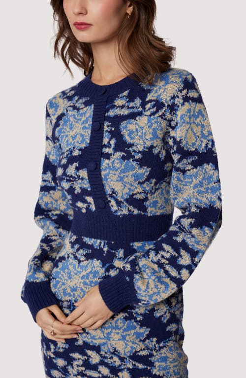 Shop Lost + Wander Rosetta Floral Long Sleeve Sweater Dress In Navy Multi