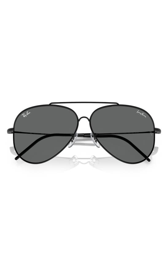 Ray Ban Reverse 62mm Oversize Aviator Sunglasses In Black