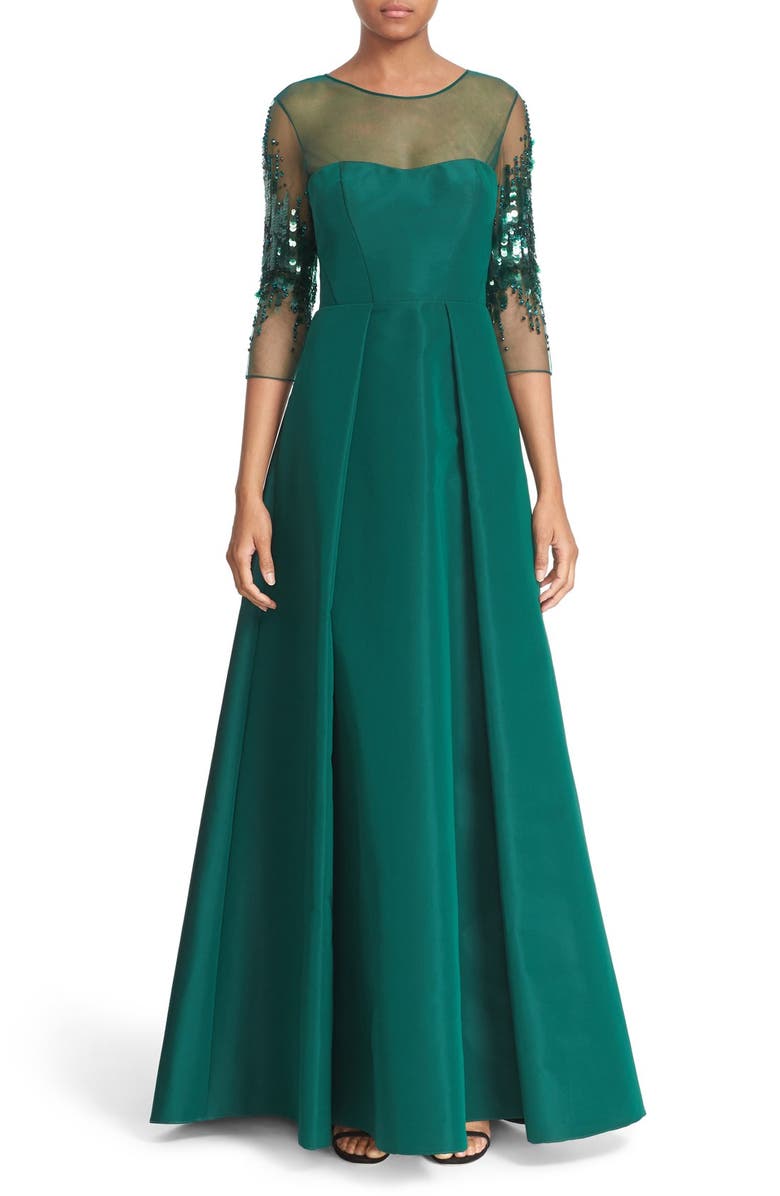 Pamella Roland Crystal Sequin Silk Faille Gown | Nordstrom