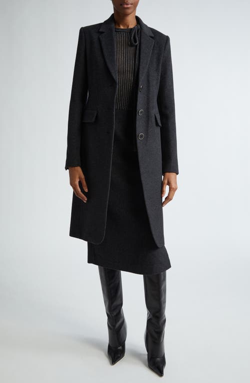 Shop St John St. John Collection Single Breasted Wool & Cashmere Coat In Heather Carbon