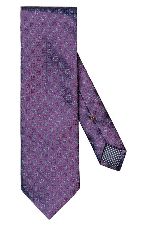 Shop Eton Floral Medallion Silk Tie In Dark Purple