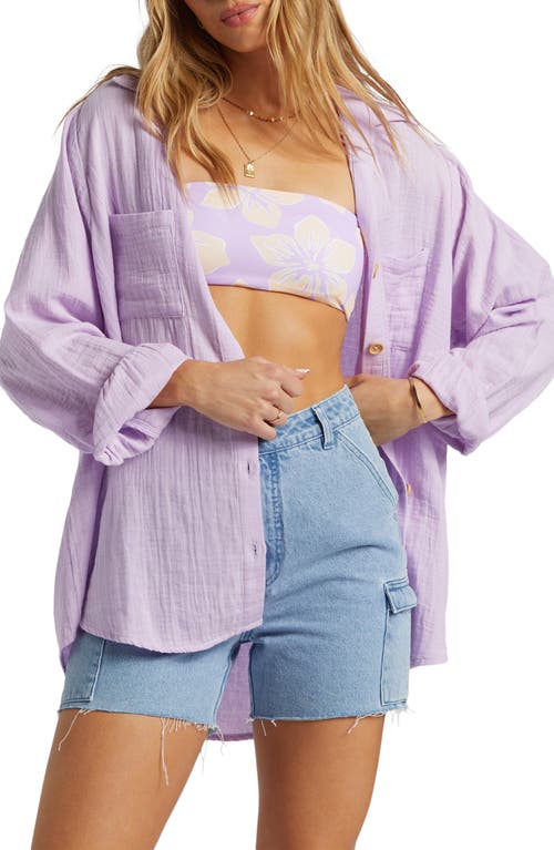 Billabong Swell Gauze Button-up Shirt In Purple