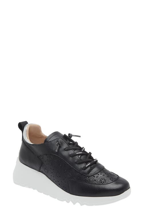 Platform Wedge Sneaker in Black/Silver