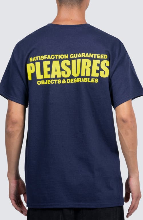 Shop Pleasures Staff Cotton Graphic Pocket T-shirt In Navy