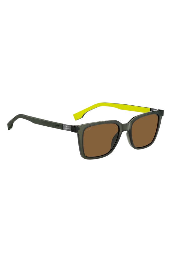 Shop Hugo Boss 53mm Square Sunglasses In Green Yellow