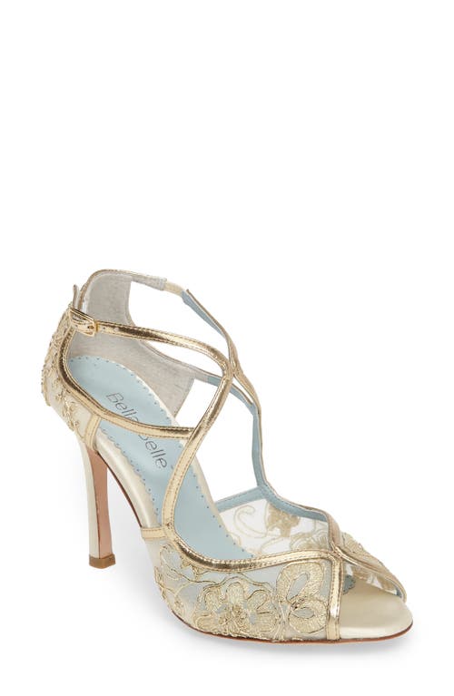 Bella Belle Tess Peep Toe Sandal in Gold Leather