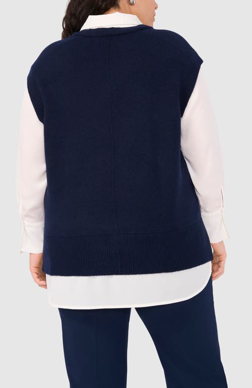 Halogenr Halogen(r) Layered Look Sweater Vest In Classic Navy