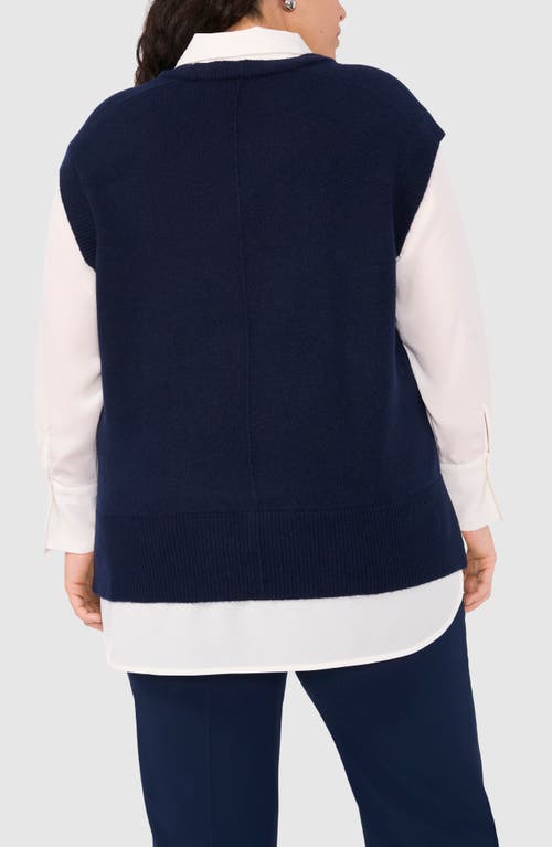 Shop Halogenr Halogen(r) Layered Look Sweater Vest In Classic Navy