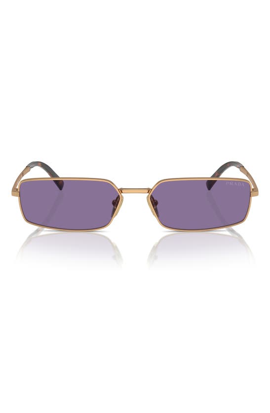 Shop Prada 59mm Rectangular Sunglasses In Brass/ Purple