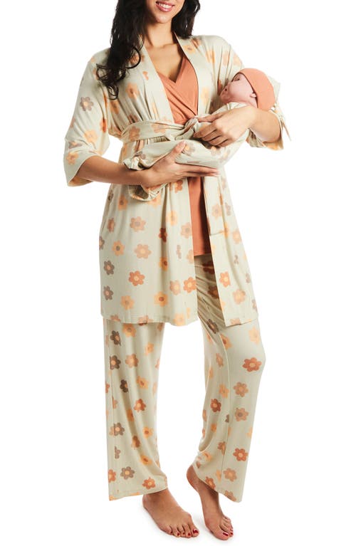 Analise During & After 5-Piece Maternity/Nursing Sleep Set in Daisies