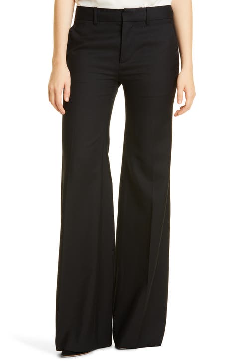 Women's Wool High Waist Pleated Pants, Tapered Pleat Trousers