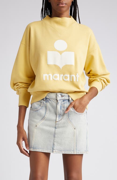 Shop Isabel Marant Étoile Moby Mock Neck Logo Graphic Sweatshirt In Sunlight/ecru