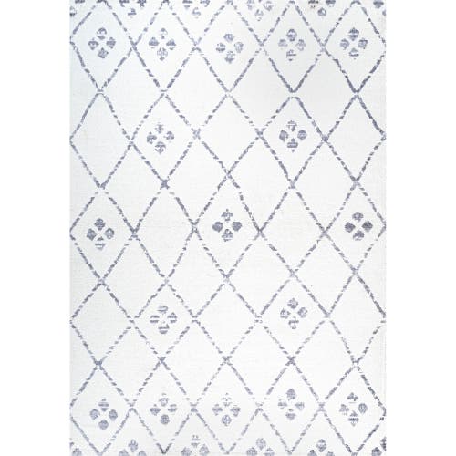 Jonathan Y Izil Moroccan Geometric Diamond Area Rug In Ivory/light Gray