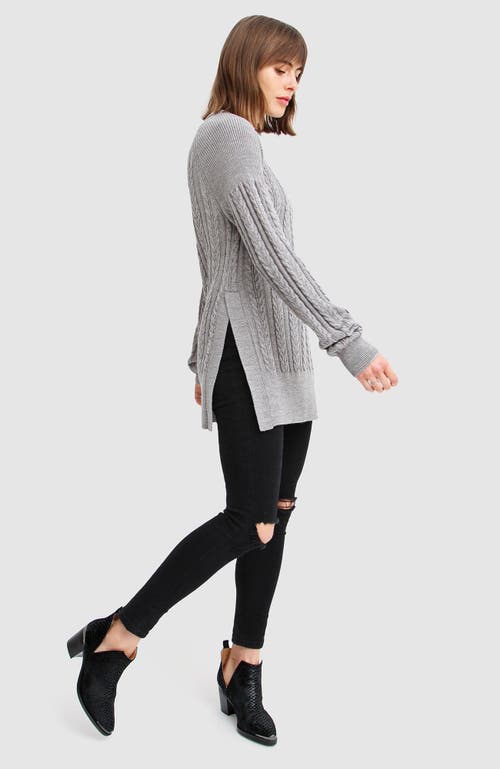 Belle & Bloom At Last Cable Knit Jumper With Slit - Grey Marle