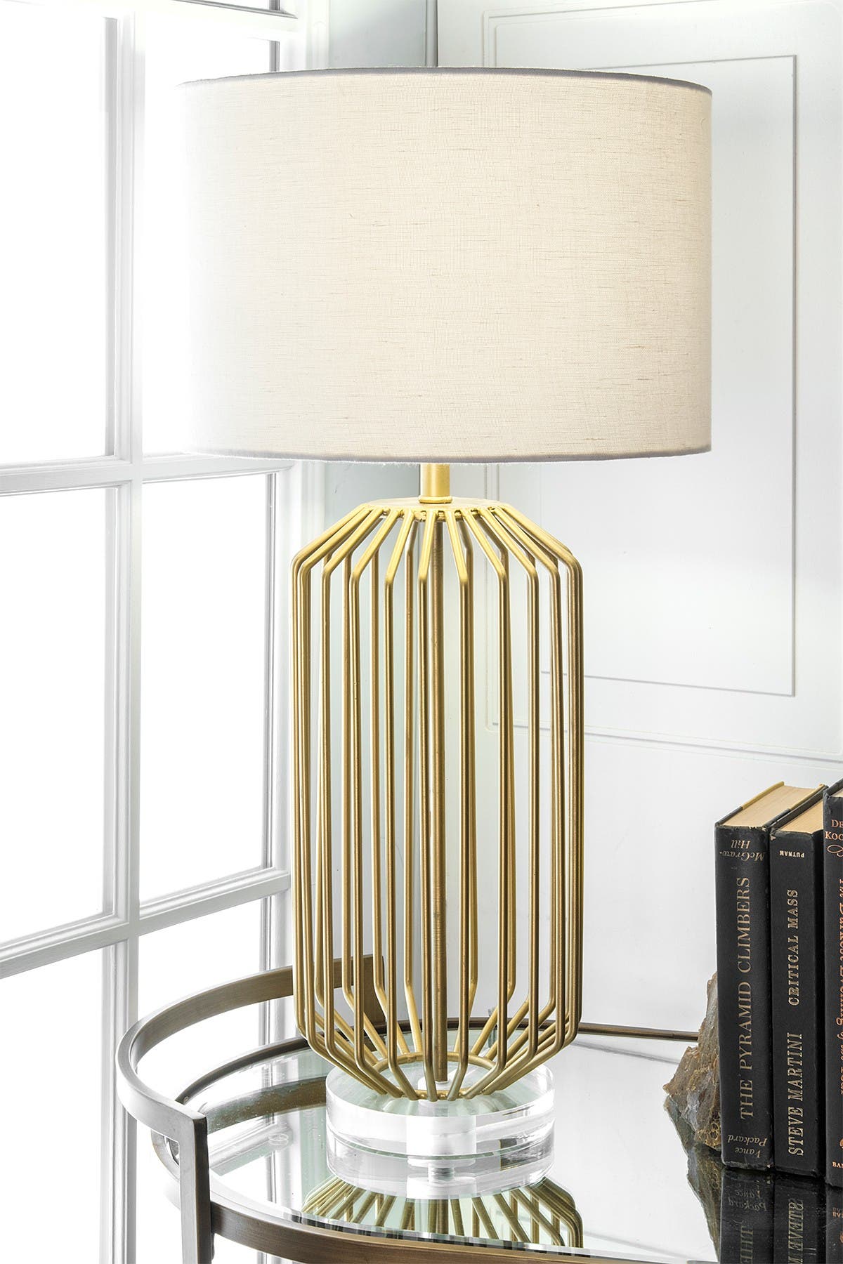 gold cage table lamp