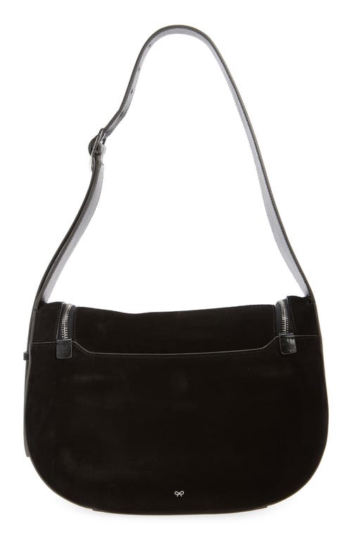 Shop Anya Hindmarch Vere Leather Shoulder Bag In Black