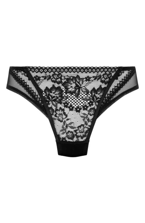 Shop Hunkemoller Hunkemöller Vera Lace & Mesh Brazilian Panties In Caviar