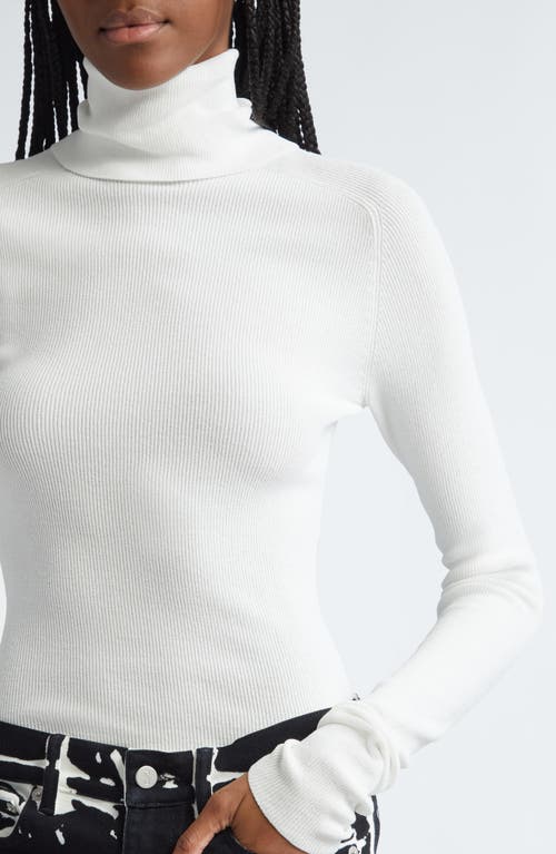 Proenza Schouler Fox Longline Logo Rib Turtleneck Top In White