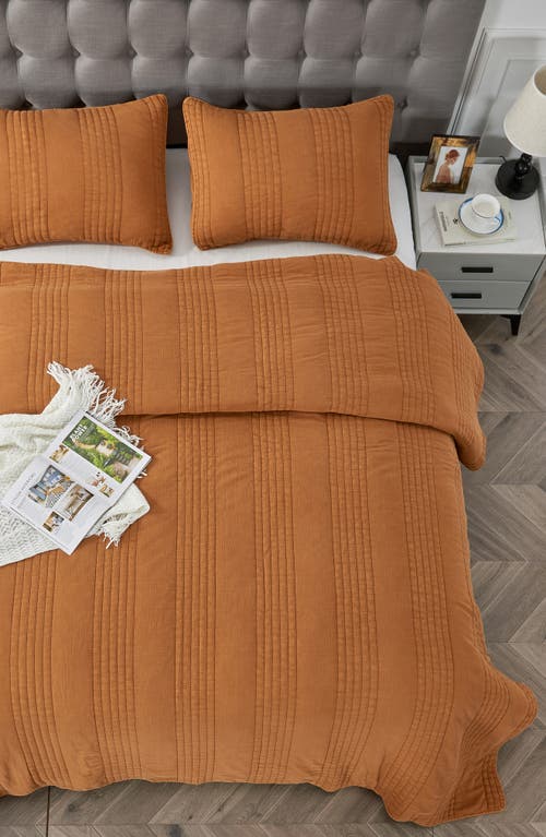 Melange Home Stone Washed Quilt & Sham Set In Rust Orange